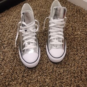 Converse Metallic Silver High-Top Sneakers
